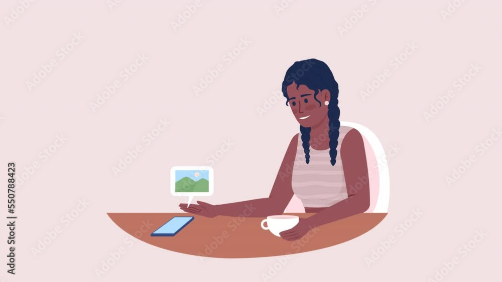 Animated character on break time. Disconnecting from social media. Half body flat person on pink background with alpha channel transparency. Colorful cartoon style HD video footage for animation Animated character on break time. Disconnecting from social media. Half body flat person on pink background with alpha channel transparency. Colorful cartoon style HD video footage for animation