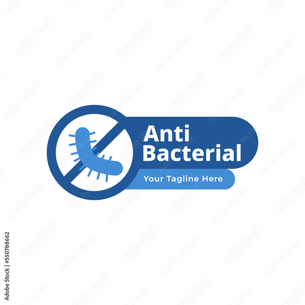 Antibacterial logo or label - vector isolated sign for antiseptic cosmetics and medical pharmaceutical products Antibacterial logo or label - vector isolated sign for antiseptic cosmetics and medical pharmaceutical products