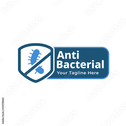 Antibacterial logo or label - vector isolated sign for antiseptic cosmetics and medical pharmaceutical products 