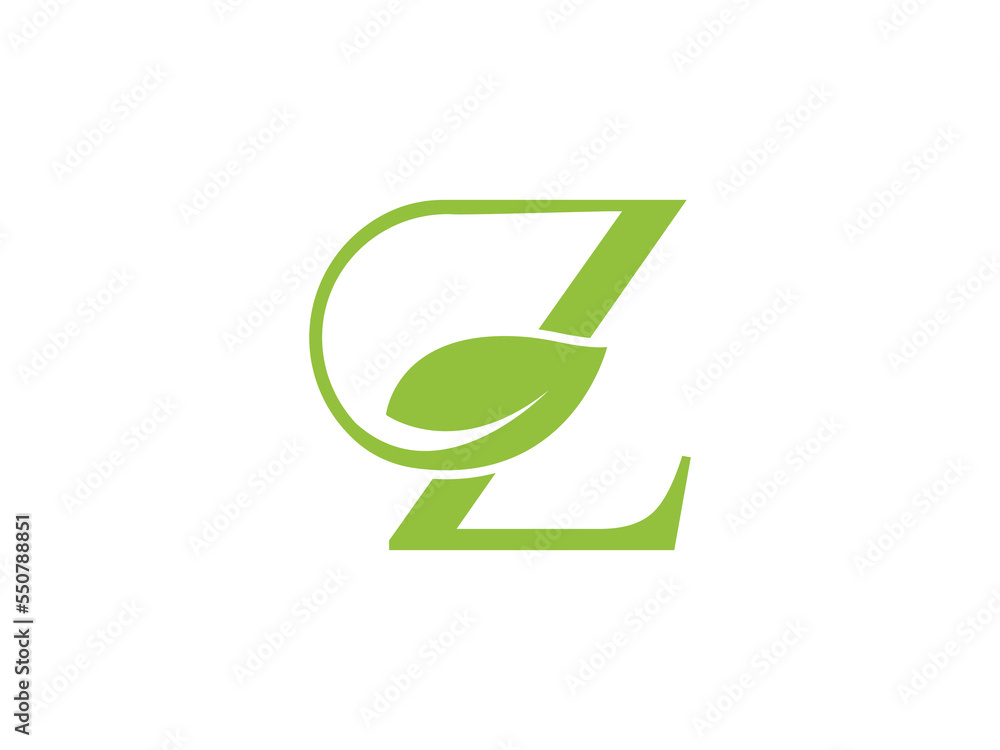 Nature Green Leaf Letter Z Logo Design. Letter Z with leaf logo ...