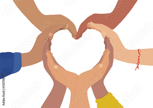 Illustration of heart-shaped children's hands photo