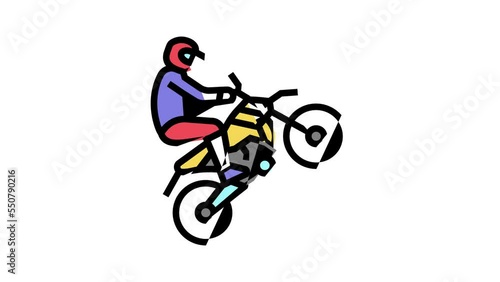 motocross extreme sport color icon animation