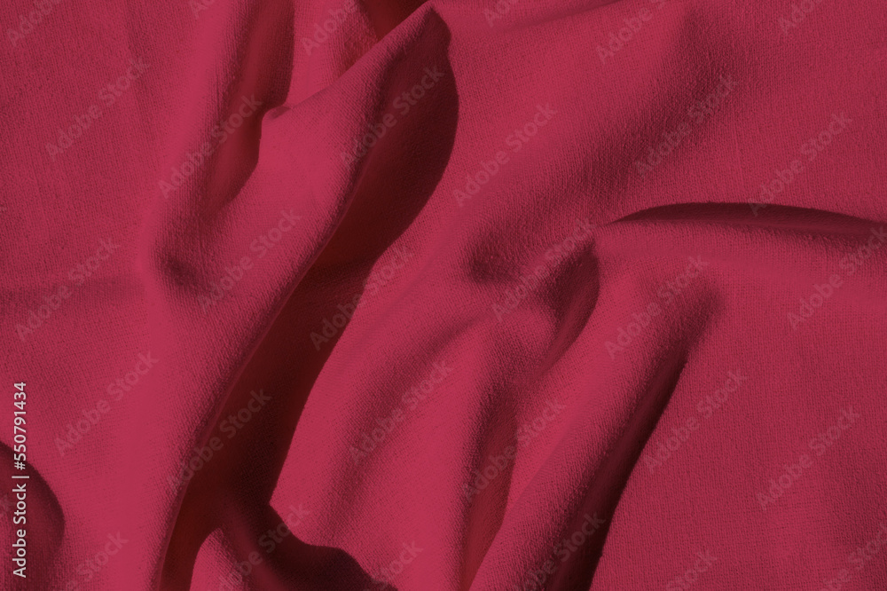 Natural fabric linen texture. White canvas for Background. Viva magenta color. - obrazy, fototapety, plakaty 