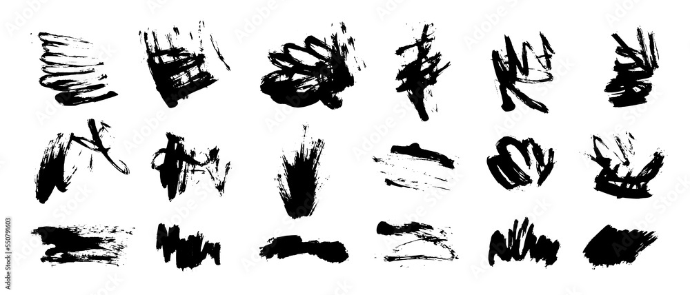 Set of black paint, ink brush strokes, spots, curls, scribbles. Vector dirty, grunge artistic design elements, backgrounds, textures. Set of black paint, ink brush strokes, spots, curls, scribbles. Vector dirty, grunge artistic design elements, backgrounds, textures.