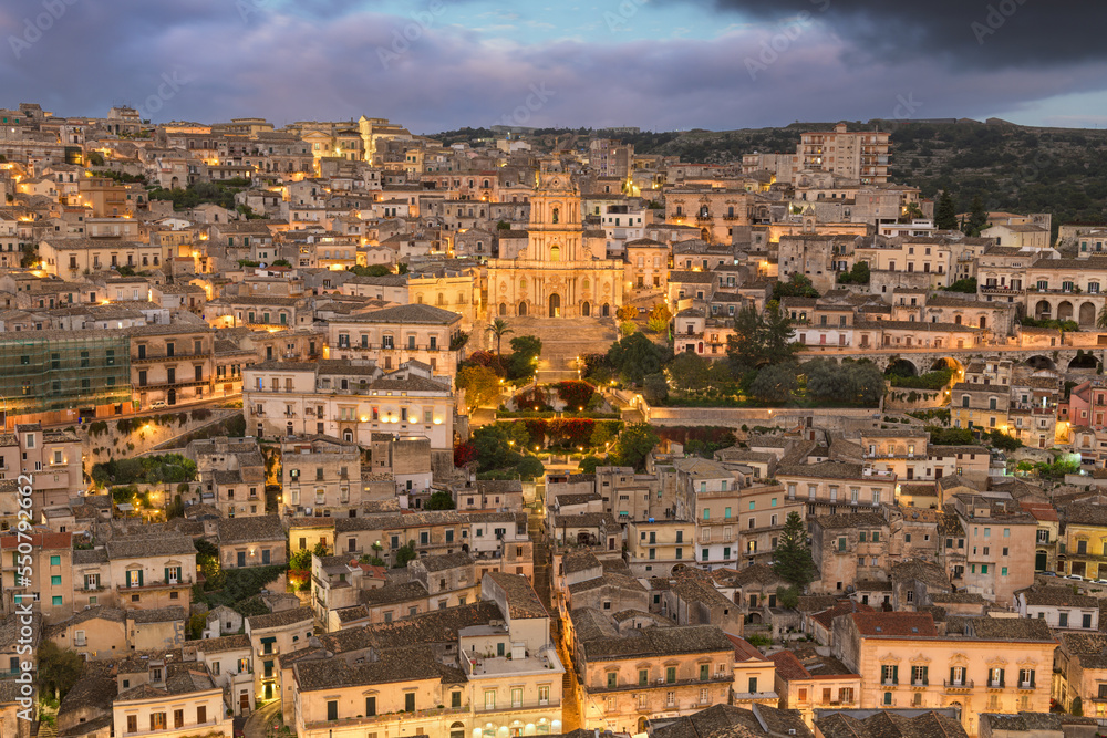Modica, Sicily, Italy at Twilight