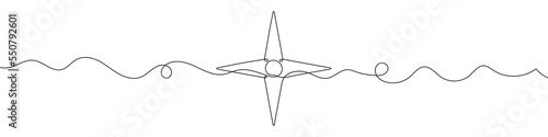 Compass symbol in continuous line drawing style. Line art of compass icon. Vector illustration. Abstract background