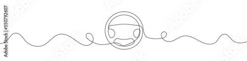 Steering wheel symbol in continuous line drawing style. Line art of steering wheel icon. Vector illustration. Abstract background