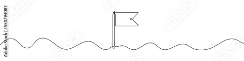Flag icon in continuous line drawing style. Line art of flag icon. Vector illustration. Abstract background