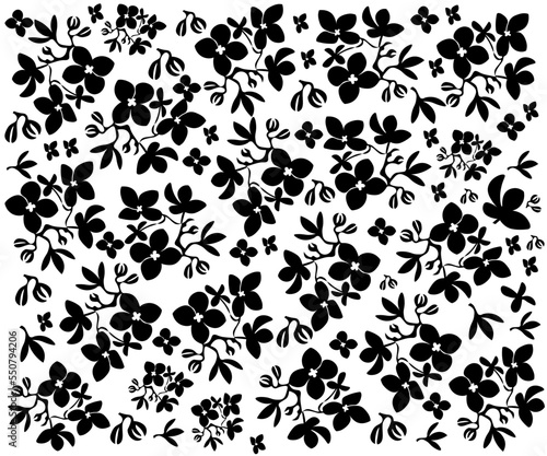 black and white monochrome floral pattern