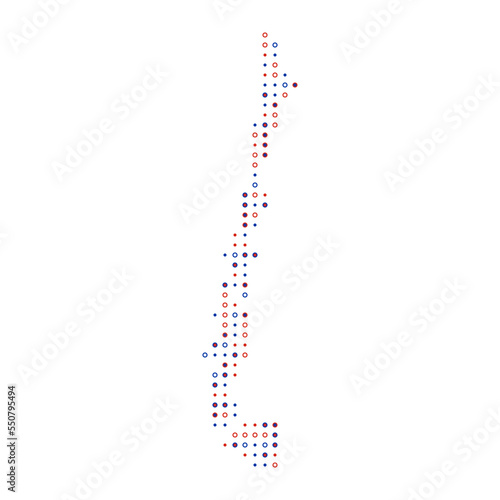 Chile Silhouette Pixelated pattern map illustration