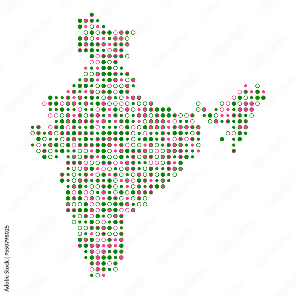 Fototapeta premium India Silhouette Pixelated pattern map illustration