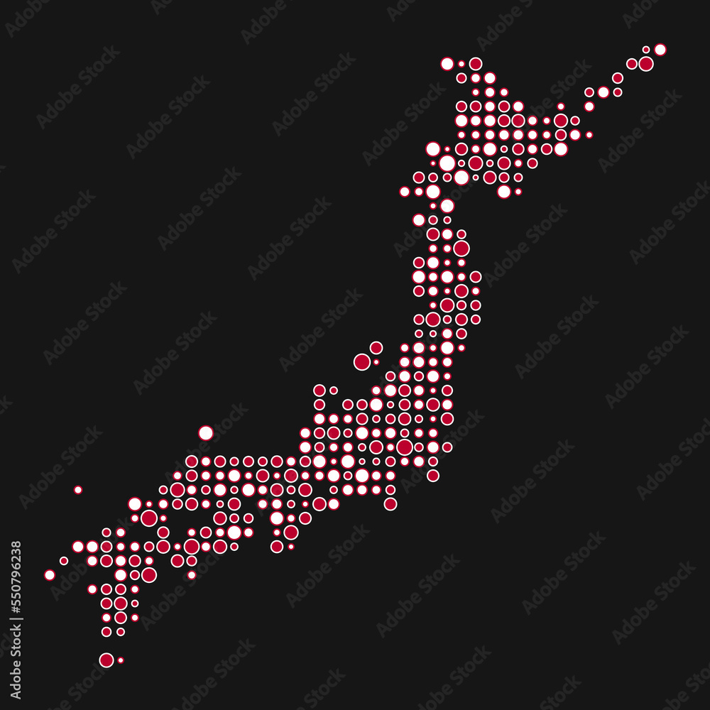 Japan Silhouette Pixelated pattern map illustration