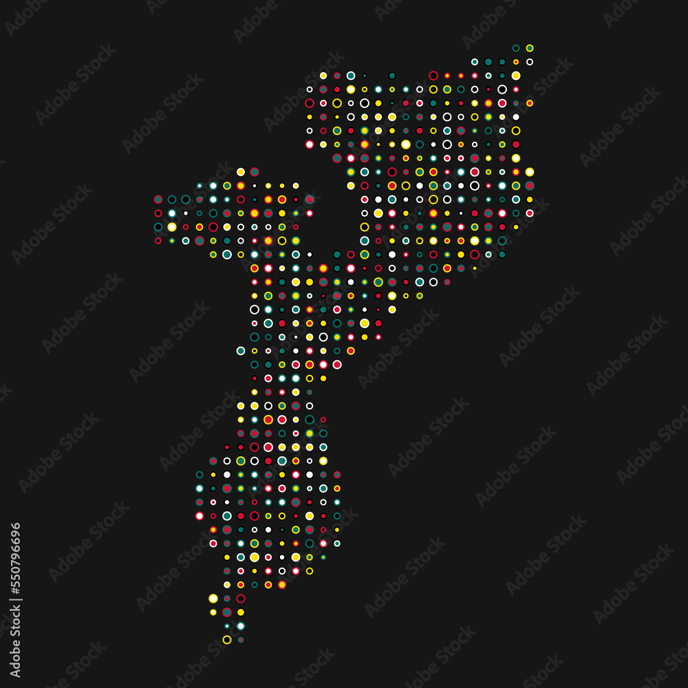Mozambique Silhouette Pixelated pattern map illustration Mozambique Silhouette Pixelated pattern map illustration