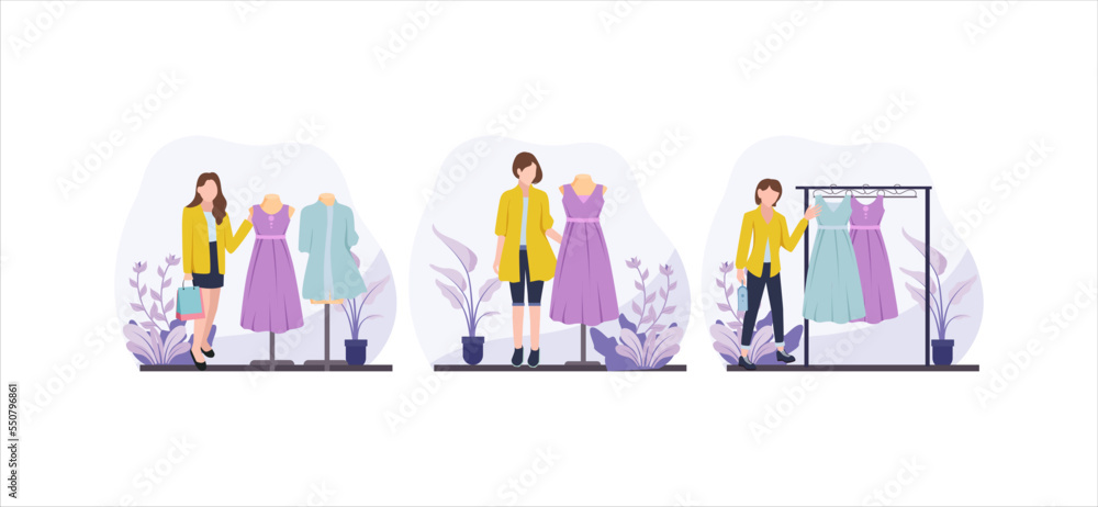 Flat Bundle Fashion Design Illustration Flat Bundle Fashion Design Illustration
