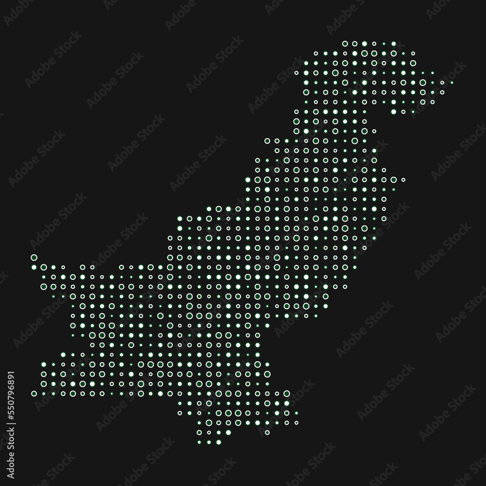 Pakistan Silhouette Pixelated pattern map illustration