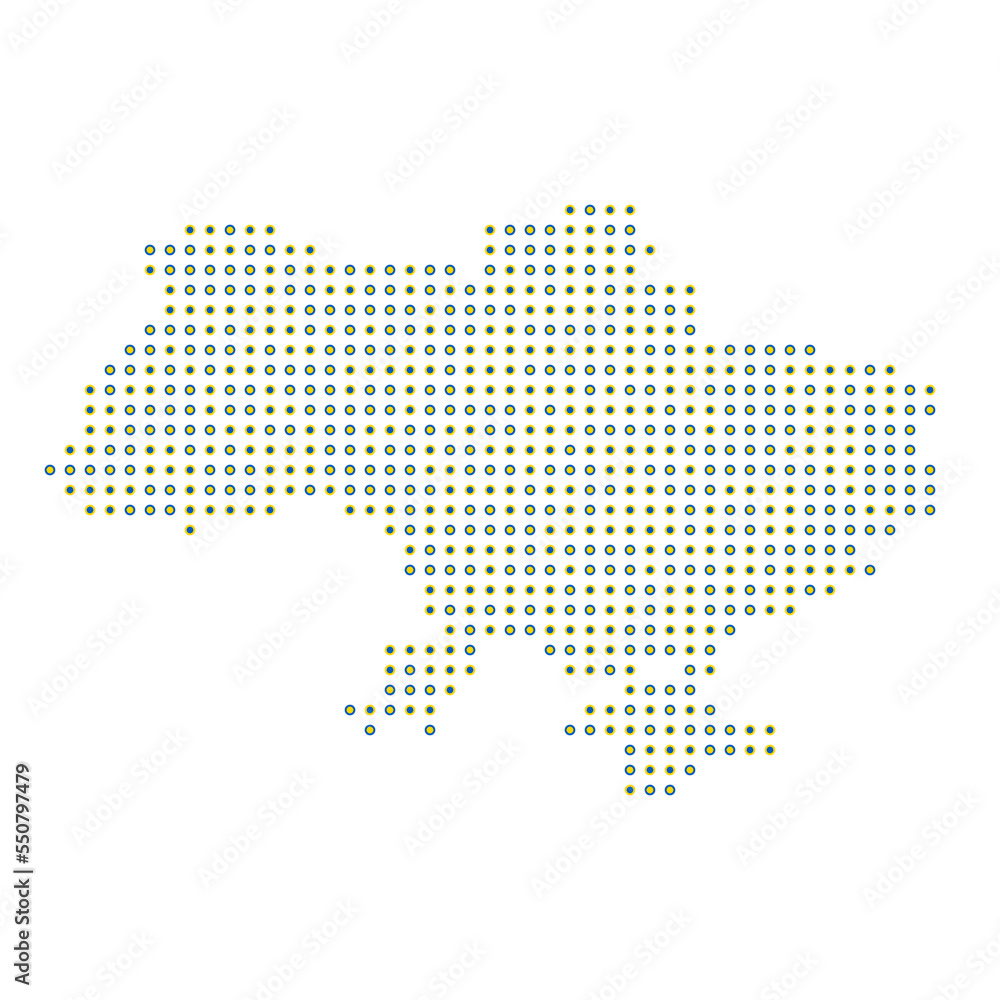 Ukraine Silhouette Pixelated pattern map illustration