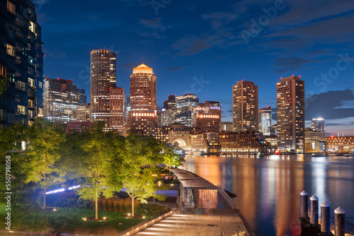 Boston  Massachusetts  USA Downtown City Skyline and Pier