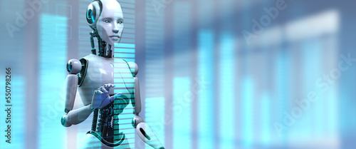 Robotic RPA big data analysis automation trading robot technology concept. 3d render. © Murrstock