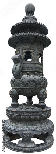 Fotografi Isolated PNG cutout of a huge Chinese censer on a transparent background