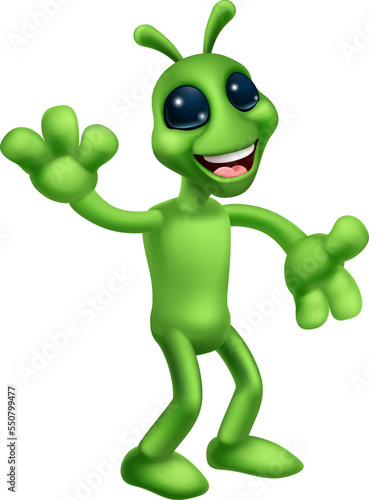 Alien Cute Little Green Man Martian Cartoon Mascot