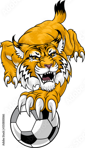 A wildcat or bobcat soccer football ball animal sports team mascot