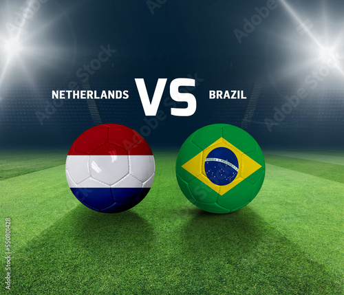 Soccer matchday template. Netherlands vs Brazil Match day template. 3d rendering