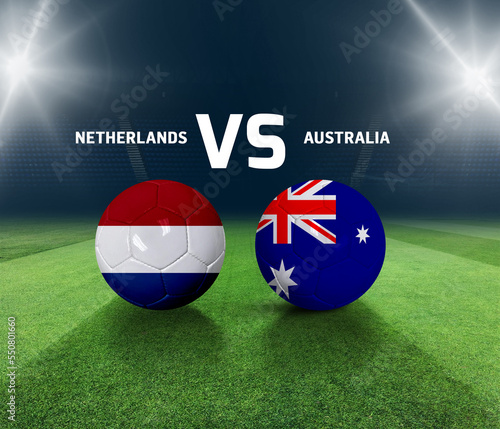 Soccer matchday template. Netherlands vs Australia Match day template. 3d rendering