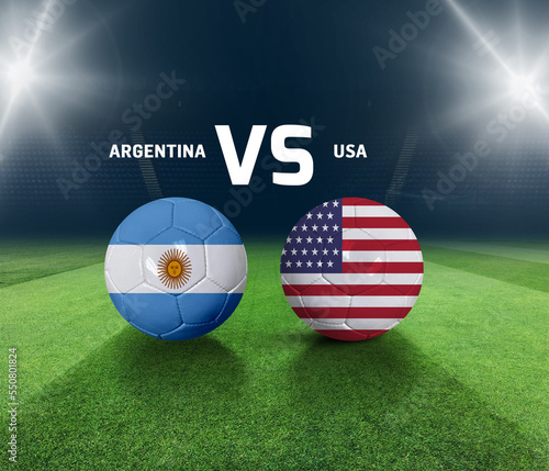 Soccer matchday template. Argentina vs USA Match day template. 3d rendering