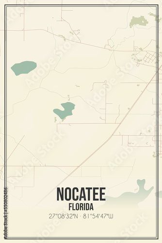 Retro US city map of Nocatee, Florida. Vintage street map. photo
