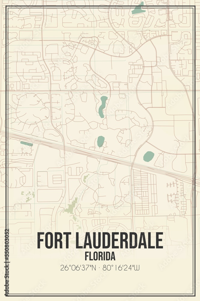 Retro US city map of Fort Lauderdale, Florida. Vintage street map. Retro US city map of Fort Lauderdale, Florida. Vintage street map.