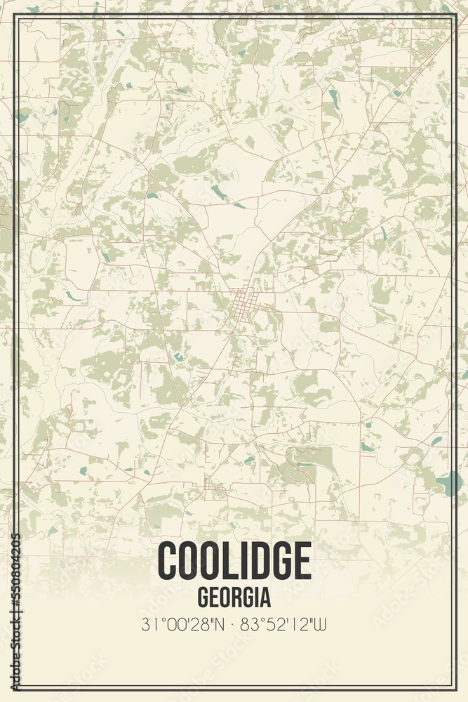 Retro US city map of Coolidge, Vintage street map. Stock