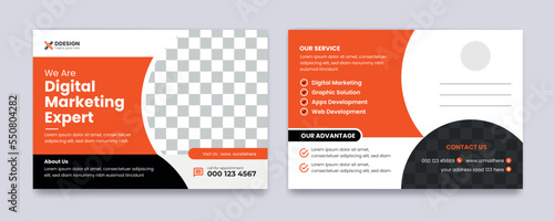corporate business Modern postcard,marketing agency postcard template