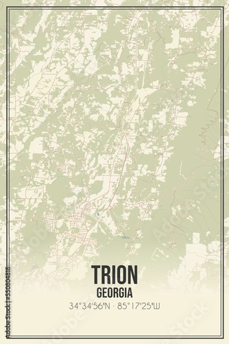 Retro US city map of Trion, Georgia. Vintage street map. photo