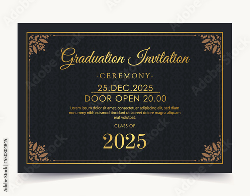 Elegant dark graduation invitation template