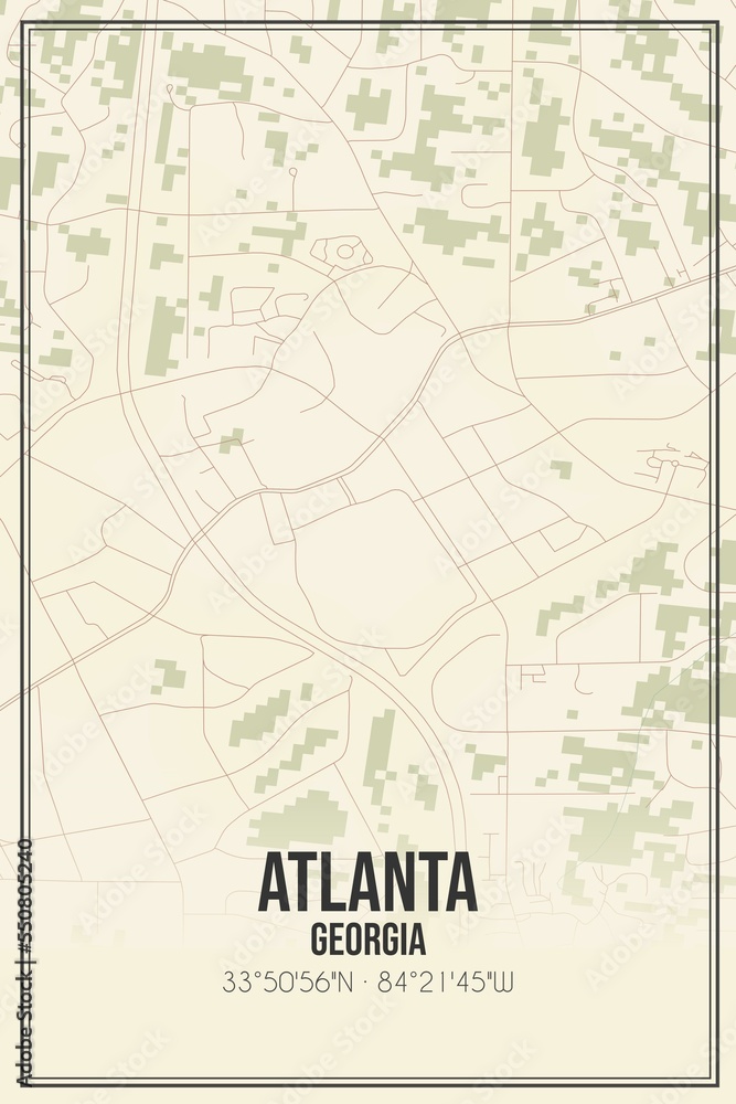 Obraz premium Retro US city map of Atlanta, Georgia. Vintage street map.