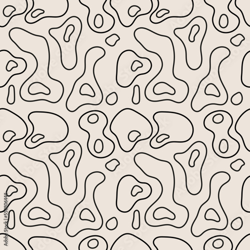 Vector abstract seamless pattern. Liquid irregular shapes. Random organic fluid form