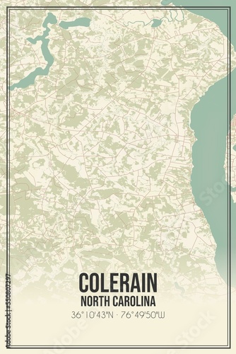 Retro US city map of Colerain, North Carolina. Vintage street map. photo