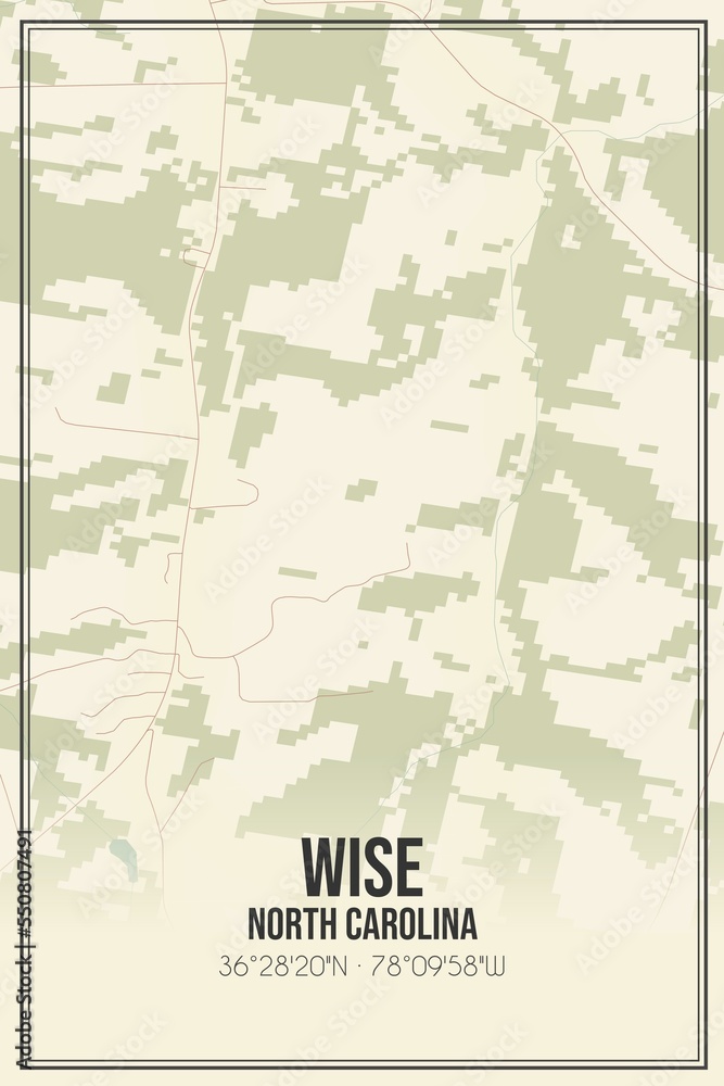 Fototapeta premium Retro US city map of Wise, North Carolina. Vintage street map.