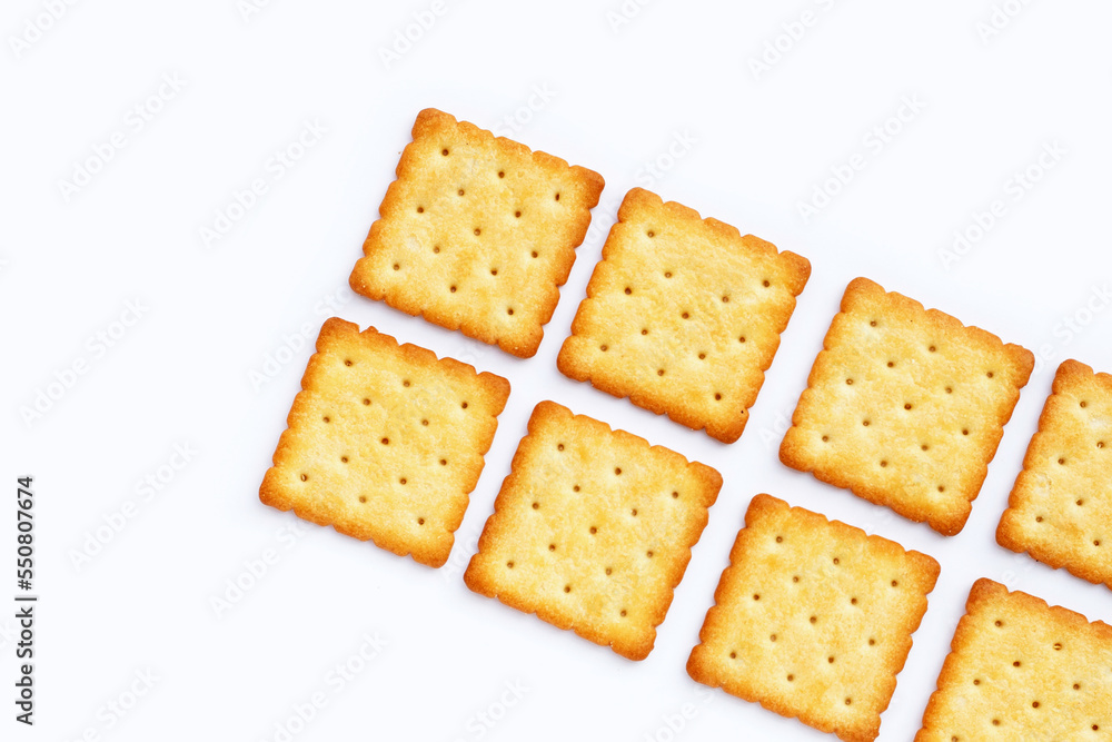 Dry cracker cookies on white background. Dry cracker cookies on white background.