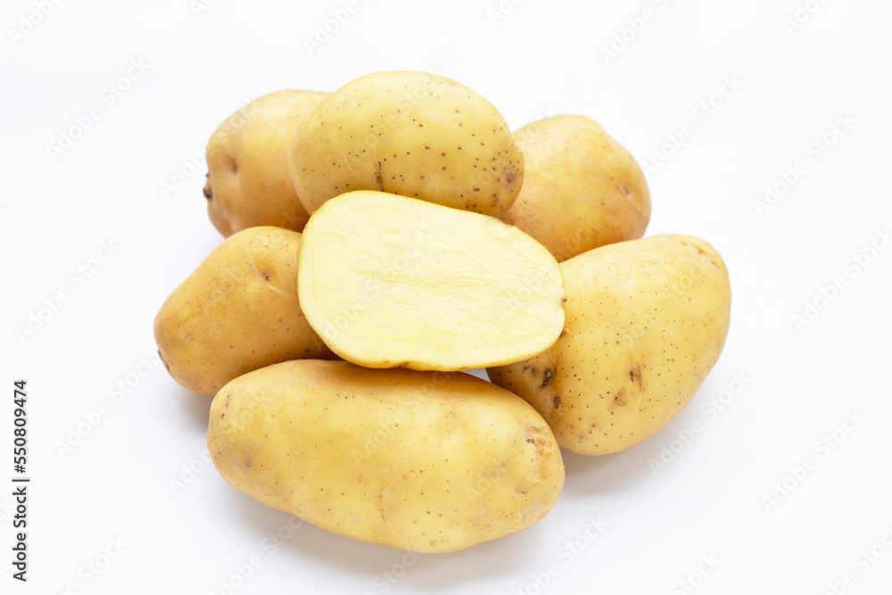 Raw potatoes isolated on white background Raw potatoes isolated on white background