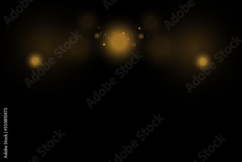 Vector eps 10 gold particles. Glowing yellow bokeh circles,