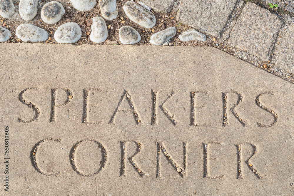 Stone pointer in Hyde Park. London, England