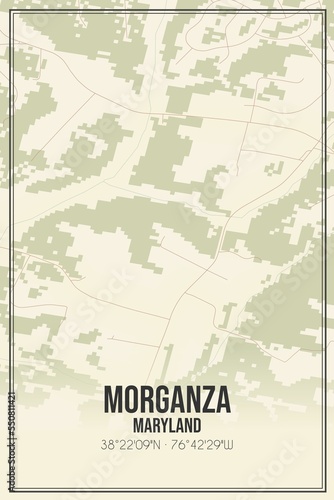 Retro US city map of Morganza  Maryland. Vintage street map.