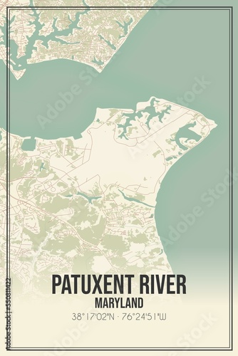 Retro US city map of Patuxent River, Maryland. Vintage street map. photo