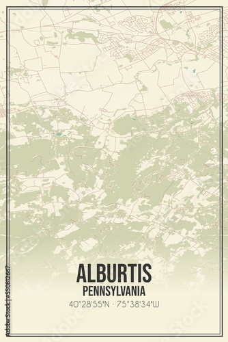 Retro US city map of Alburtis, Pennsylvania. Vintage street map. photo