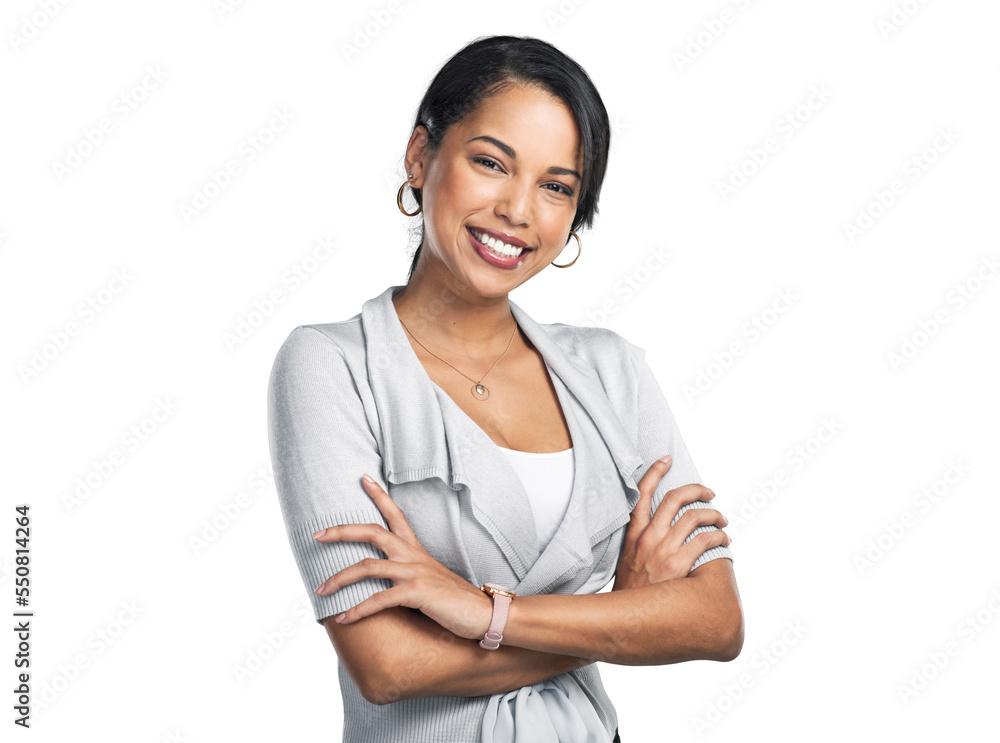 PNG Studio shot of a confident young businesswoman posing against a grey background - obrazy, fototapety, plakaty 