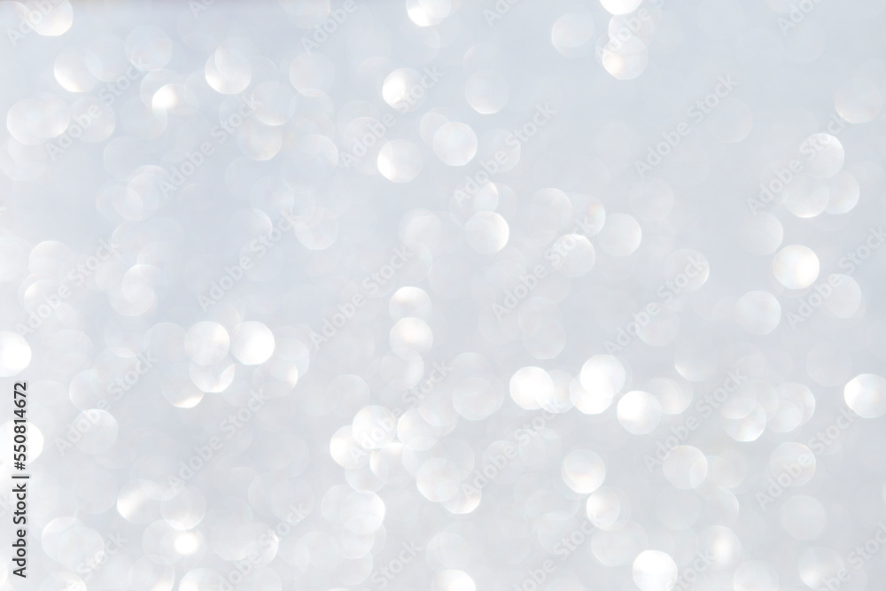 Abstract silver glitter bokeh background, season and festive season background