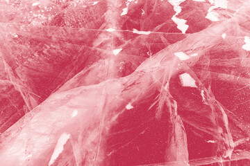 Foto auf Acrylglas Pantone 2023 Viva Magenta Background magenta viva texture of blue ice with cracks, aerial top view of Lake  © Parilov