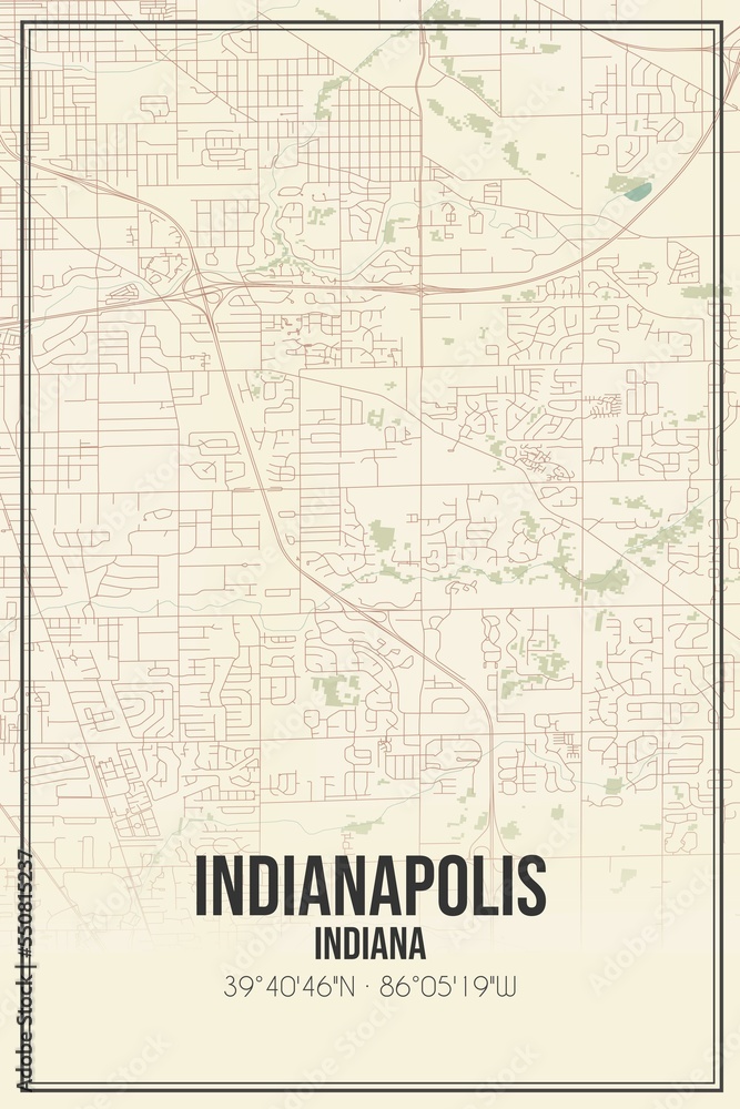 Fototapeta premium Retro US city map of Indianapolis, Indiana. Vintage street map.