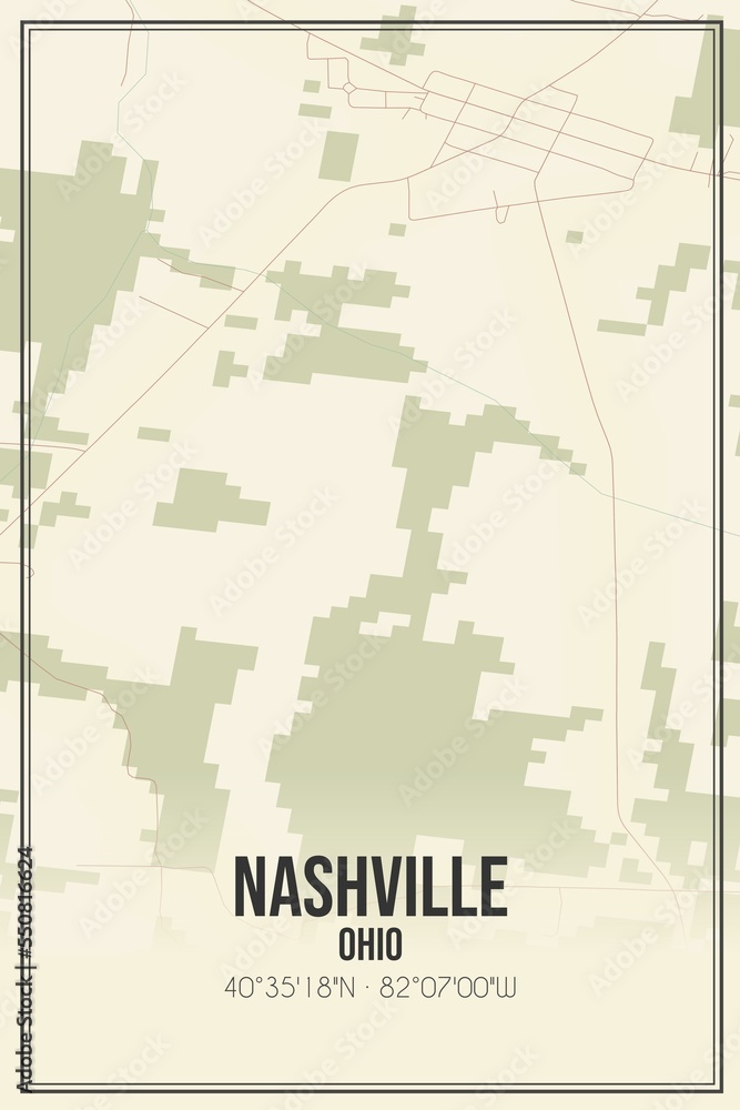 Obraz premium Retro US city map of Nashville, Ohio. Vintage street map.